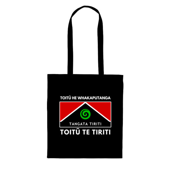 Toitū Te Tiriti Tote - Black Thumbnail